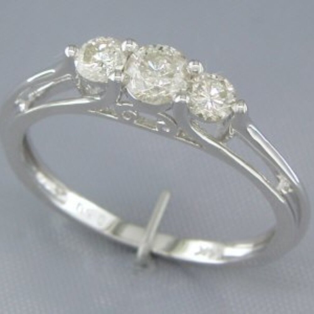 14Kt White Gold 1/2-Carat Past-Present-Future Diamond Ring